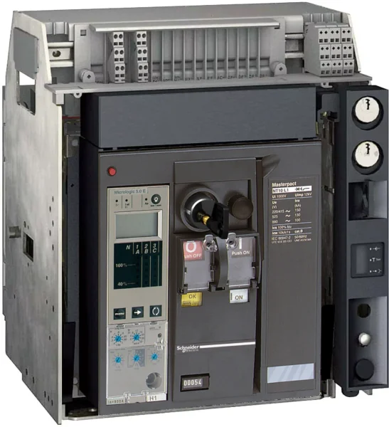 Disjoncteur MasterPacT NT 1250A 12H1 3P 42KA MicroLogic 2.0A MANU Débrochable avec châssis verrou RAC AR V/V