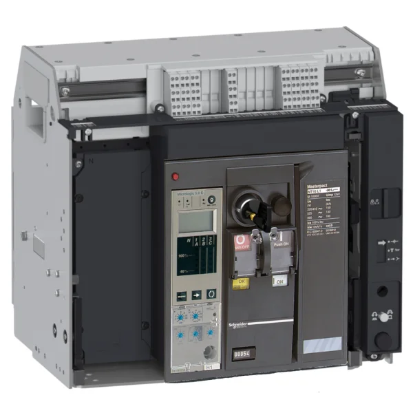 Disjoncteur MasterPacT NT 1600A 16H1 4P 42KA MicroLogic 5.0A MOT 24CC Débrochable avec châssis verrou RAC AR V/V